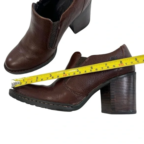 Born D07906 Slip-On Brown Leather Block Heel Ankle Booties Size 8.5 M/W - Picture 14 of 16